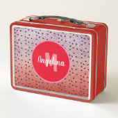 Cute Watermelon Seeds Monogrammed Faux Glitter Red (Achterkant)