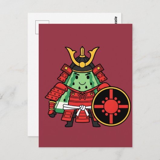 Cute Watermelon Shogun Samurai Warrior Illustratio Briefkaart (Voorkant / Achterkant)