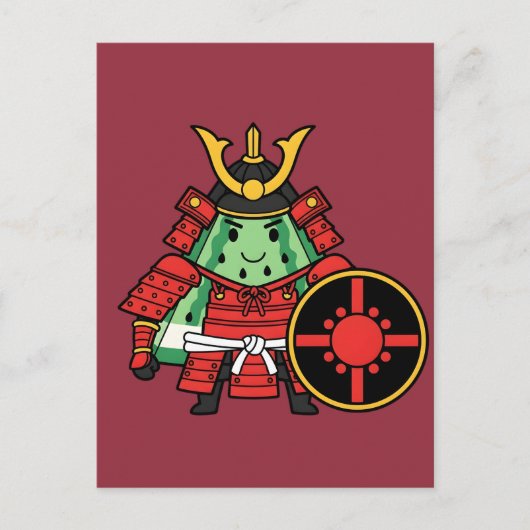 Cute Watermelon Shogun Samurai Warrior Illustratio Briefkaart (Voorkant)