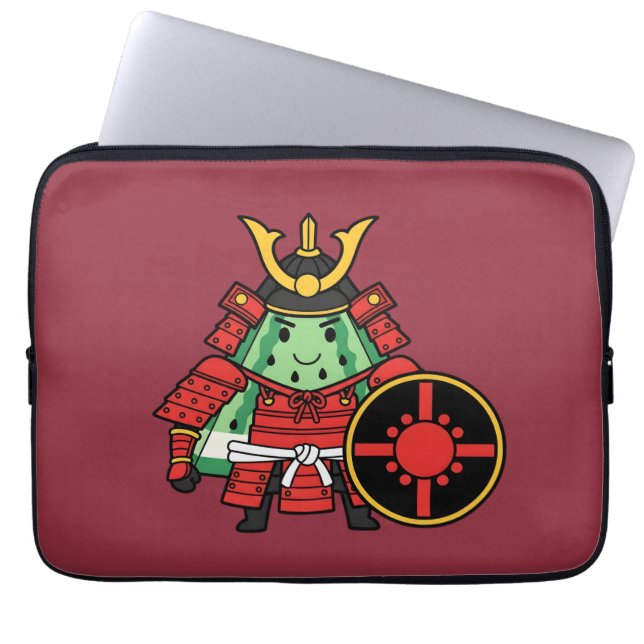 Cute Watermelon Shogun Samurai Warrior Illustratio Laptop Sleeve (Voorkant)
