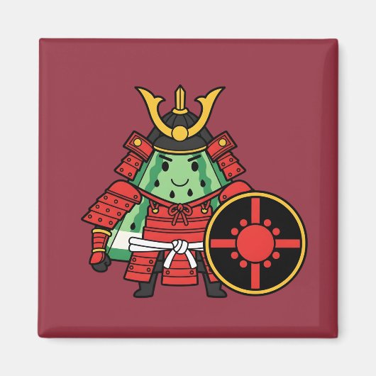 Cute Watermelon Shogun Samurai Warrior Illustratio Magneet (Voorkant)