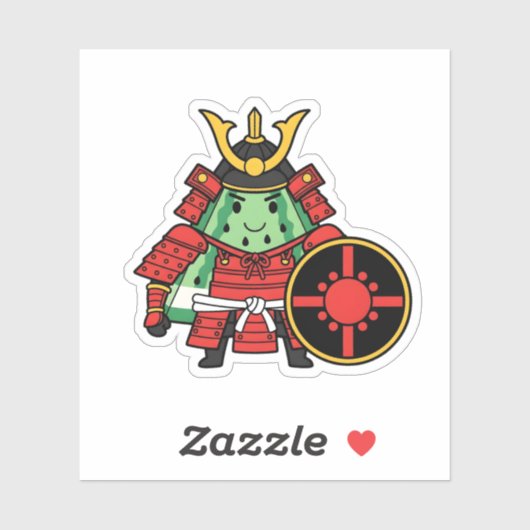 Cute Watermelon Shogun Samurai Warrior Illustratio Sticker (Vel)