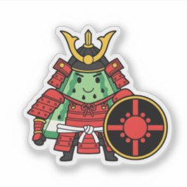 Cute Watermelon Shogun Samurai Warrior Illustratio Sticker