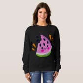 Cute Watermelon Slice Bite Vibrant Summer Vacking Trui (Voorkant volledig)