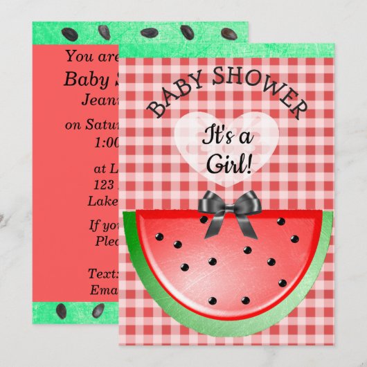 Cute Watermelon Thmed Girl's Baby shower Kaart (Voorkant / Achterkant)