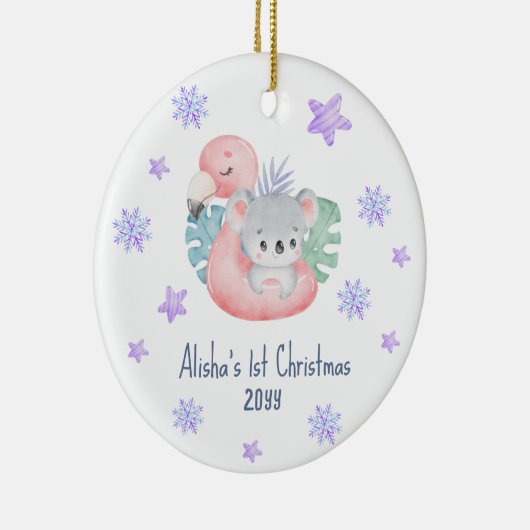 Cute Waterverf 1e Kerstkerst Baby Keramisch Ornament (Rechts)