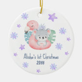Cute Waterverf 1e Kerstkerst Baby Keramisch Ornament (Voorkant)