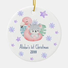 Cute Waterverf 1e Kerstkerst Baby Keramisch Ornament