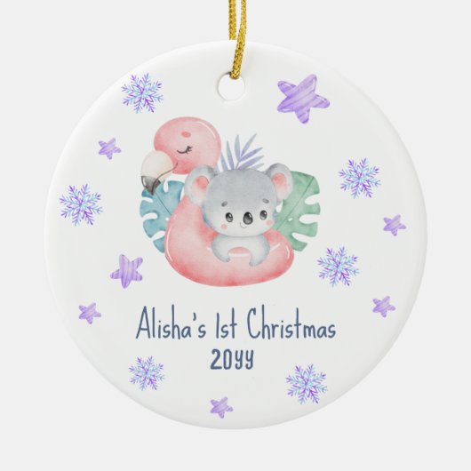 Cute Waterverf 1e Kerstkerst Baby Keramisch Ornament (Voorkant)