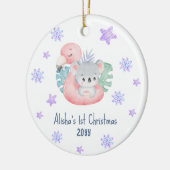 Cute Waterverf 1e Kerstkerst Baby Keramisch Ornament (Links)