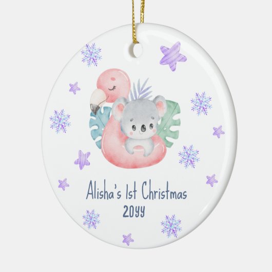 Cute Waterverf 1e Kerstkerst Baby Keramisch Ornament (Links)