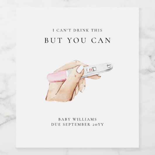 Cute Waterverf Aangepaste zwangerschap Wijn Etiket (Enkel label)