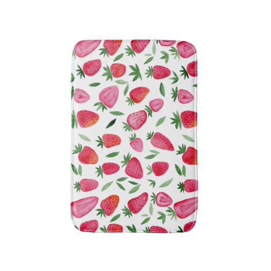 Cute waterverf aardbeien patroon Bath Mat (Voorkant Verticaal)