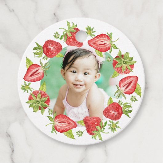 Cute Waterverf aardbery Berry eerste verjaardag in Bedankjes Labels (Voorkant)