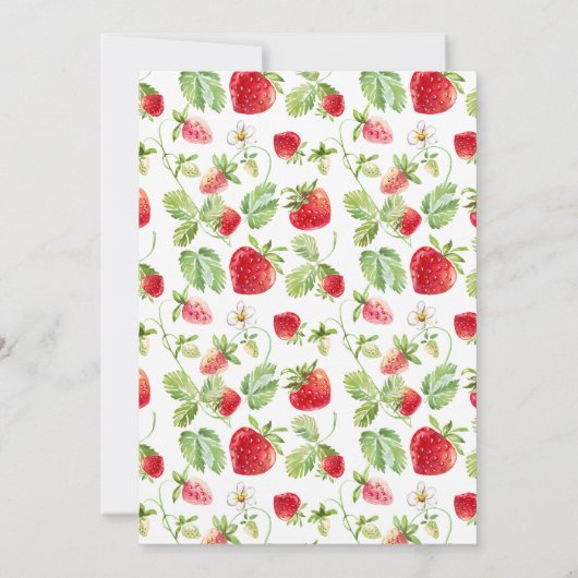 Cute Waterverf aardbery Berry eerste verjaardag in Kaart (Achterkant)