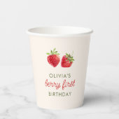 Cute Waterverf aardbery Berry First Birthday Papieren Bekers (Achterkant)