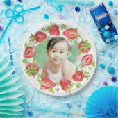 Cute Waterverf aardbery Berry First Birthday Papieren Bordje (Feest)