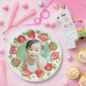 Cute Waterverf aardbery Berry First Birthday Papieren Bordje (Feest)