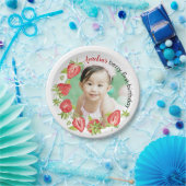 Cute Waterverf aardbery Berry First Birthday Papieren Bordje (Feest)