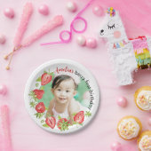 Cute Waterverf aardbery Berry First Birthday Papieren Bordje (Feest)