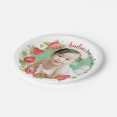 Cute Waterverf aardbery Berry First Birthday Papieren Bordje (Gekanteld)