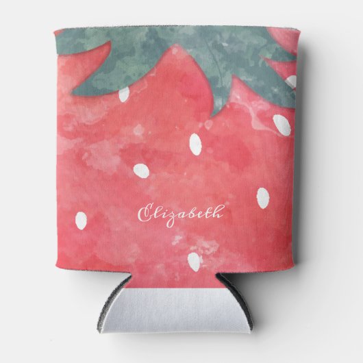 Cute Waterverf Aardbery Blikjeskoeler (Voorkant)