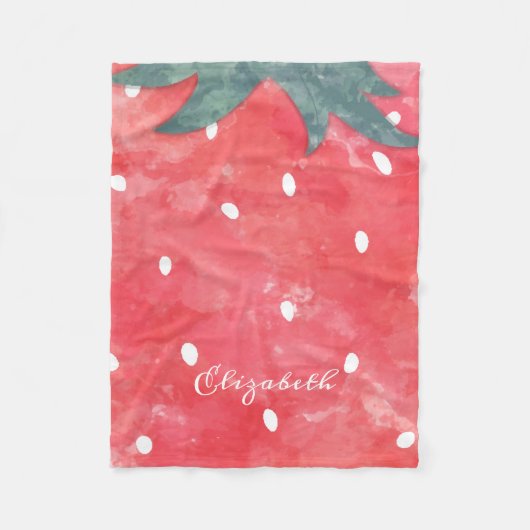 Cute Waterverf Aardbery Fleece Deken (Voorkant)