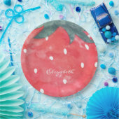 Cute Waterverf Aardbery Papieren Bordje (Feest)