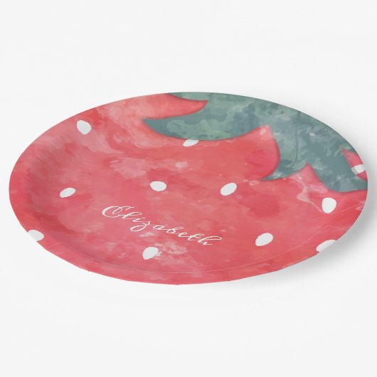 Cute Waterverf Aardbery Papieren Bordje (Gekanteld)