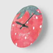 Cute Waterverf Aardbery Ronde Klok (Hoek)