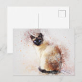 Cute Waterverf Abstract Siamese Cat Briefkaart (Voorkant / Achterkant)