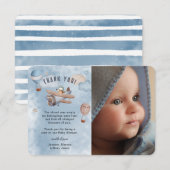 Cute Waterverf Airplane Aviation Boy Baby shower Bedankkaart (Voorkant / Achterkant)