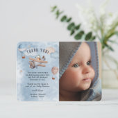 Cute Waterverf Airplane Aviation Boy Baby shower Bedankkaart (Staand voorkant)