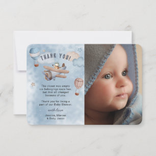 Cute Waterverf Airplane Aviation Boy Baby shower Bedankkaart