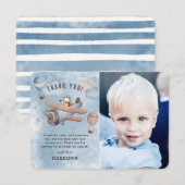 Cute Waterverf Airplane Aviation Boy Birthday Bedankkaart (Voorkant / Achterkant)
