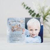 Cute Waterverf Airplane Aviation Boy Birthday Bedankkaart (Staand voorkant)
