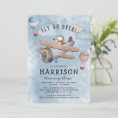 Cute Waterverf Airplane Boy Birthday Party Kaart (Staand voorkant)