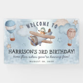 Cute Waterverf Airplane Boy Birthday Party Spandoek (Horizontaal)