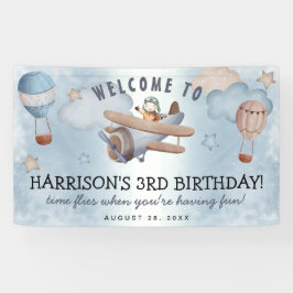 Cute Waterverf Airplane Boy Birthday Party Spandoek