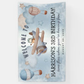 Cute Waterverf Airplane Boy Birthday Party Spandoek (Verticaal)