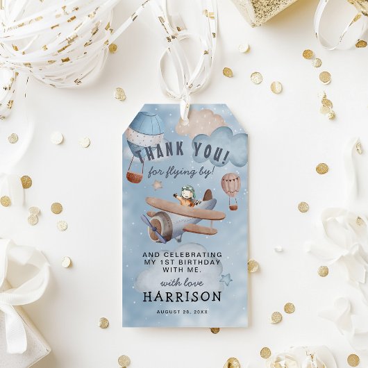 Cute Waterverf Airplane Boy Dank u Cadeaulabel