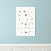 Cute Waterverf Animal Alphabet Canvas Afdruk (Insitu (Houten vloer))