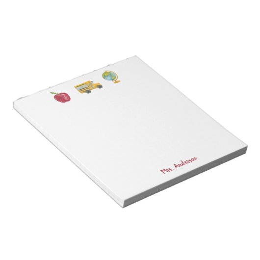 Cute Waterverf Apple School Bus Notitieblok (Schuin)