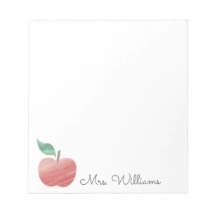 Cute Waterverf Apple Teacher Notepad Notitieblok