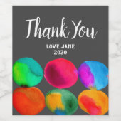 Cute waterverf art modern bedankt cadeau wijn etiket (Enkel label)