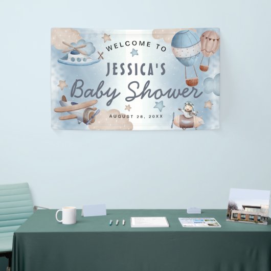Cute Waterverf Aviation Blue Boy Baby shower Spandoek (Beurs)