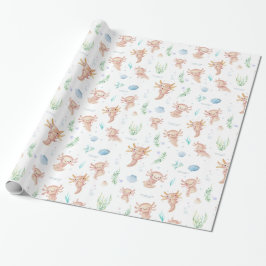 Cute Waterverf Axolotl Birthday Party Cadeaupapier