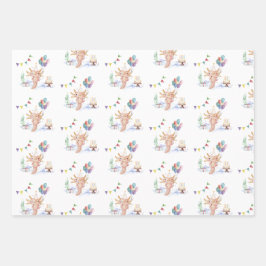 Cute Waterverf Axolotl Birthday Party Inpakpapier Vel