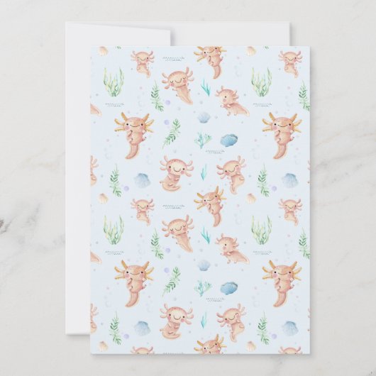 Cute Waterverf Axolotl Birthday Party Kaart (Achterkant)