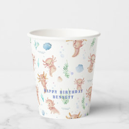 Cute Waterverf Axolotl Birthday Party Paper Cups Papieren Bekers